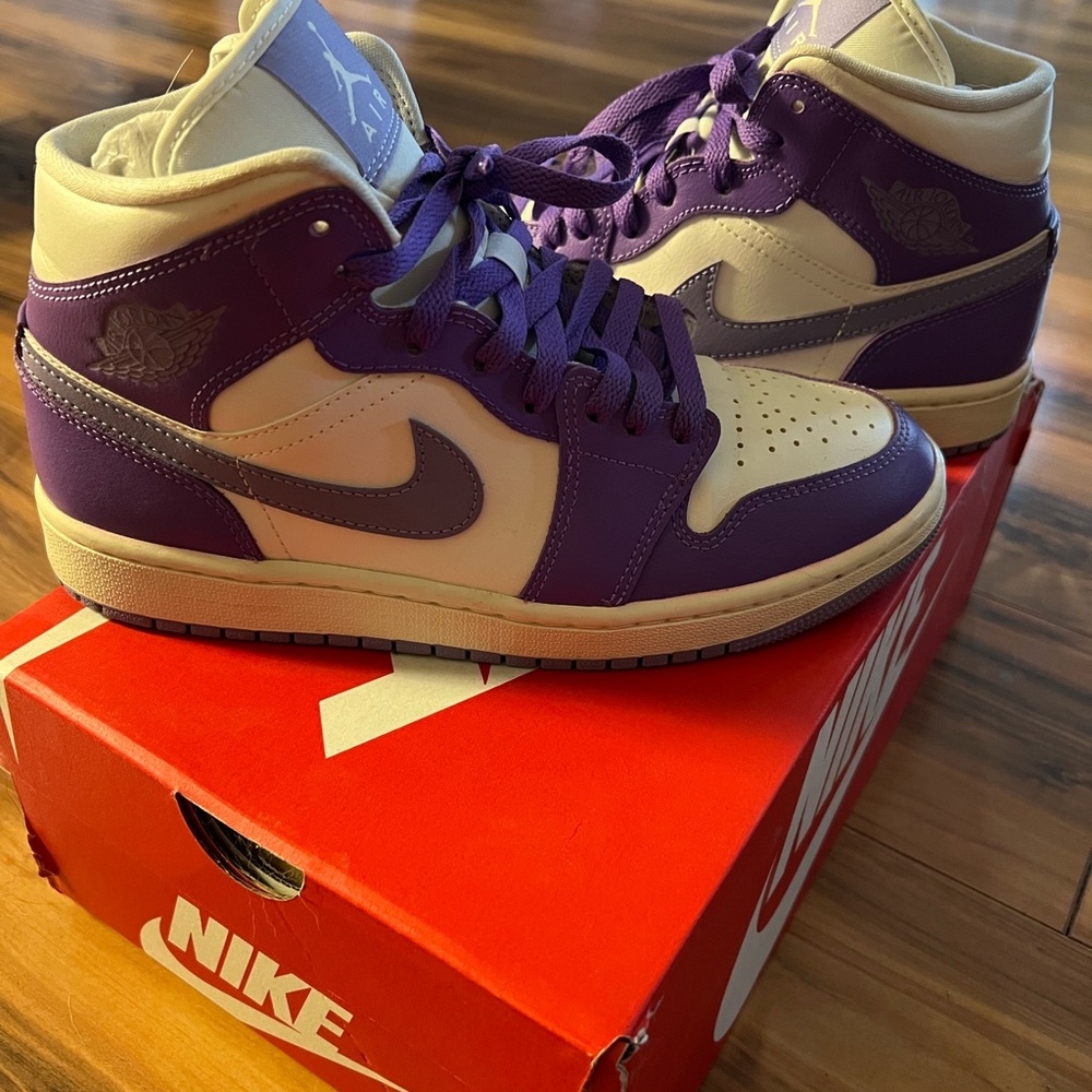 Nike Purple and White Jordan Sneakers